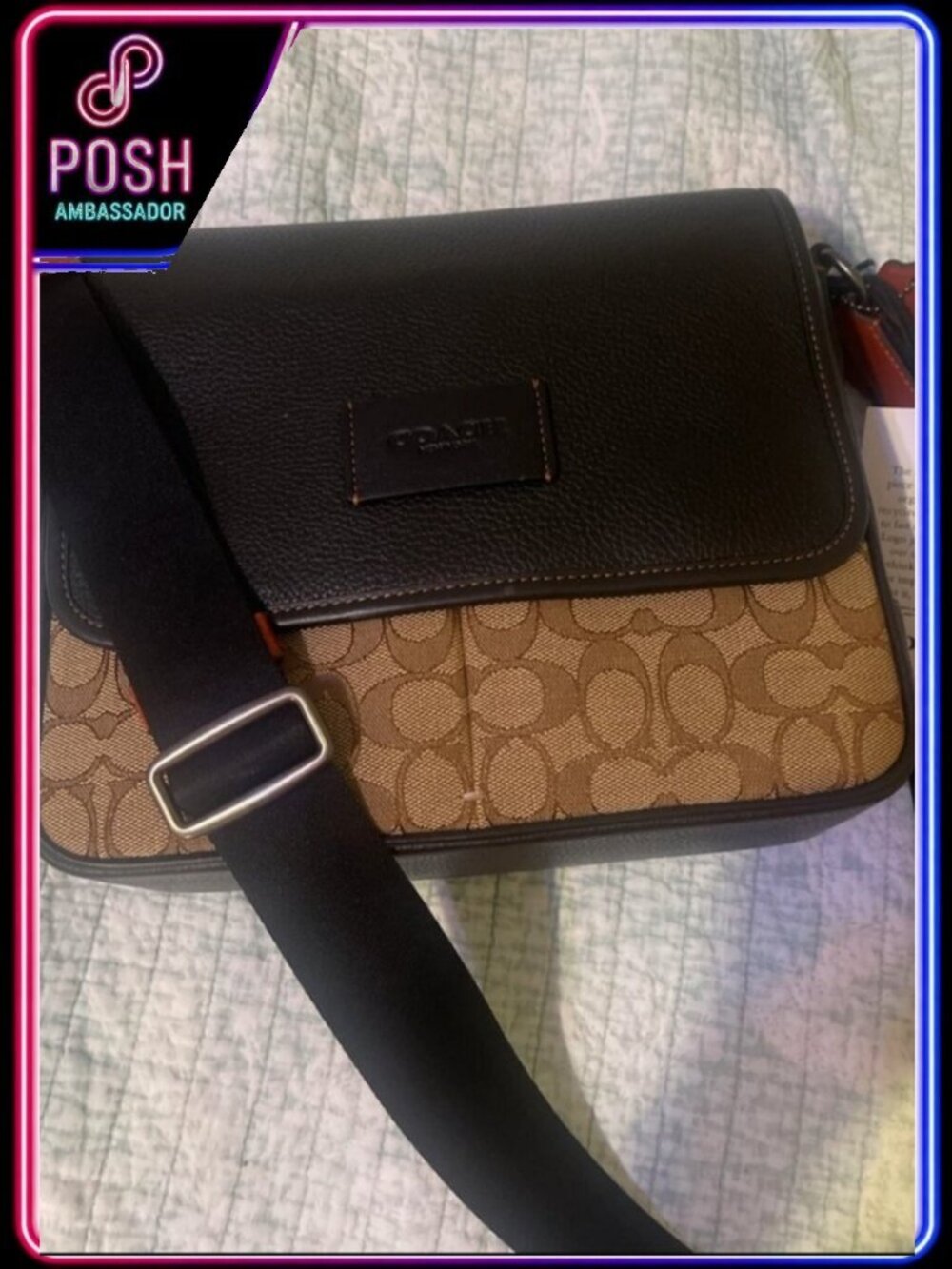 Coach Sprint Map Bag 25 Crossbody Khaki Black Signature Jacquard NWT